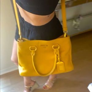 Yellow leather Prada Purse